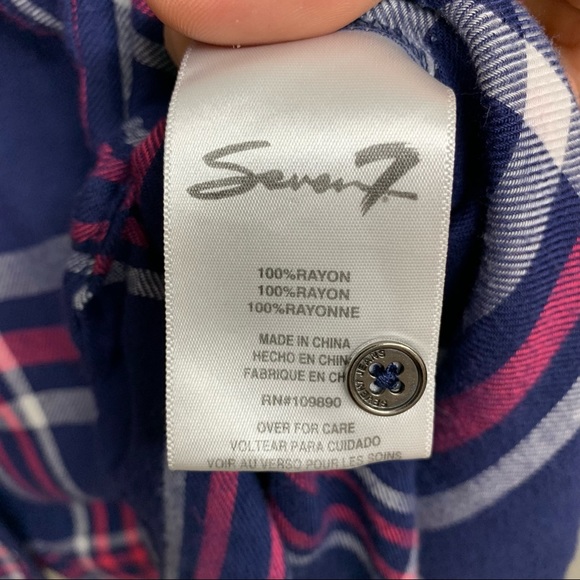 Seven 7 Womens Plaid Button Down Shirt Size S - Picture 5 of 7